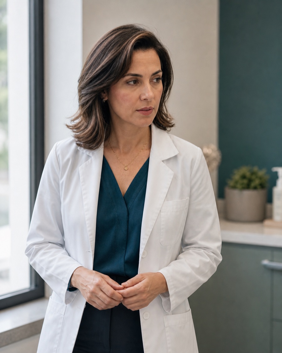 Photo of the fictional dermatologist Marina Costa